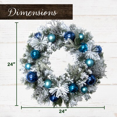 Fraser Hill Farm 24-in. Christmas Snow Covered Wreath (FF024CHWR011-0BL)