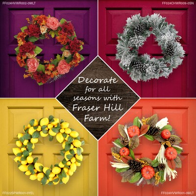 Fraser Hill Farm 24-in. Christmas Snow Covered Wreath (FF024CHWR011-0BL)