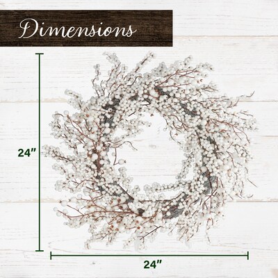 Fraser Hill Farm 24-in. Christmas White Berry Wreath (FF024CHWR015-0WHT)