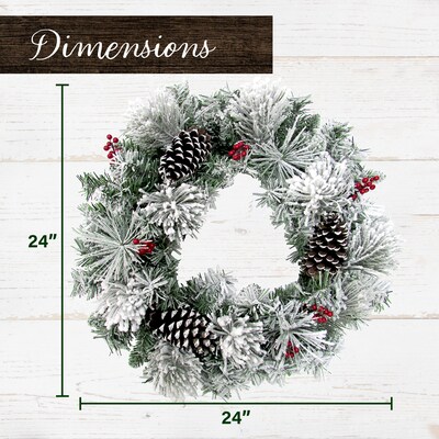 Fraser Hill Farm 24-in. Christmas Snow Covered Wreath (FF024CHWR009-0SN)