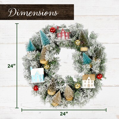 Fraser Hill Farm 24-in. Snowy Christmas Village Wreath (FF024CHWR002-0MLT)