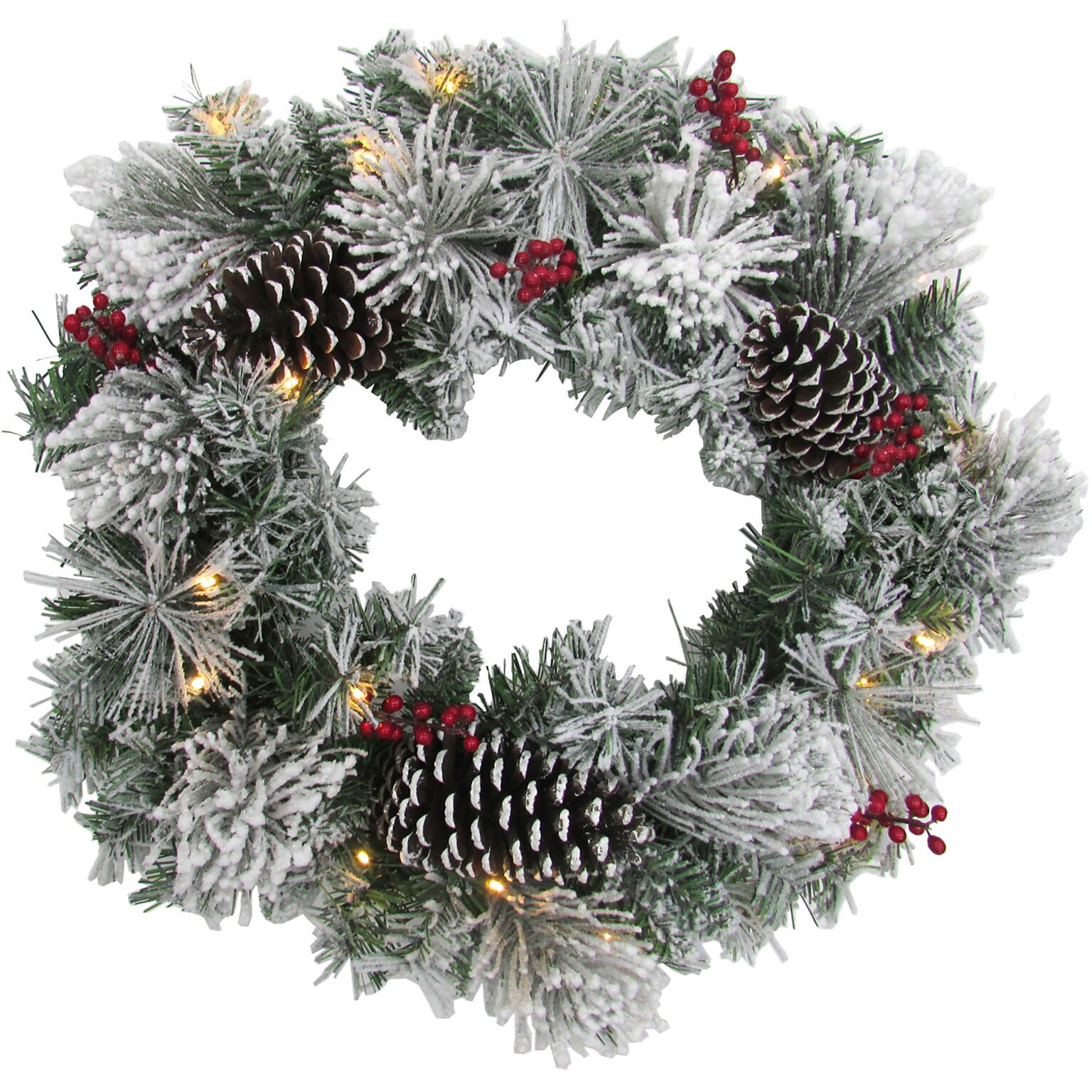 Fraser Hill Farm 24-in. Christmas Prelit Snow Covered Wreath (FF024CHWR009-1SN)