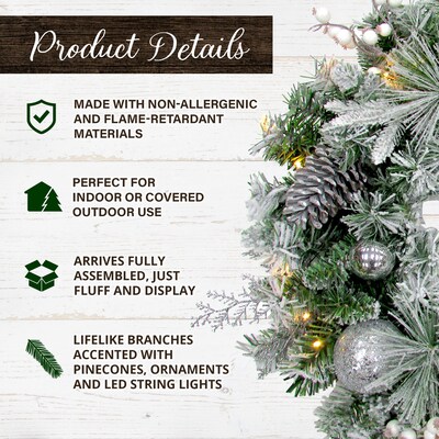 Fraser Hill Farm 24-in. Christmas Prelit Frosted Wreath (FF024CHWR003-1SN)