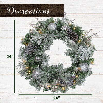 Fraser Hill Farm 24-in. Christmas Prelit Frosted Wreath (FF024CHWR003-1SN)