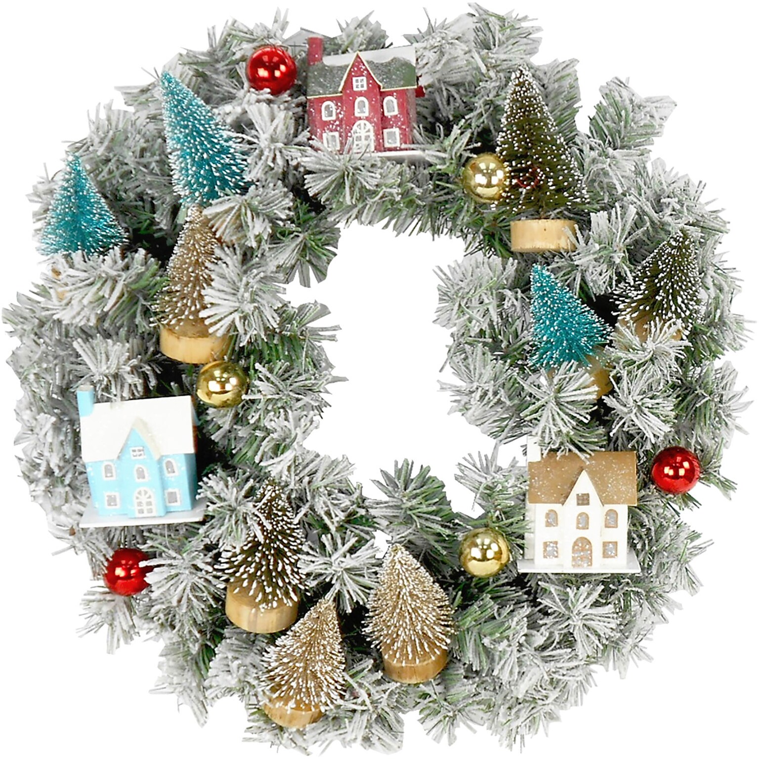 Fraser Hill Farm 24-in. Snowy Christmas Village Wreath (FF024CHWR002-0MLT)