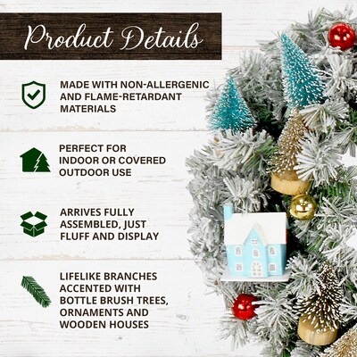 Fraser Hill Farm 24-in. Snowy Christmas Village Wreath (FF024CHWR002-0MLT)