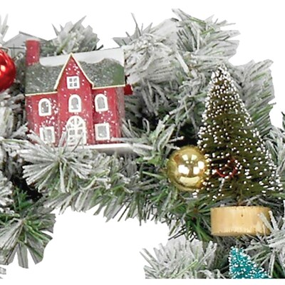 Fraser Hill Farm 24-in. Snowy Christmas Village Wreath (FF024CHWR002-0MLT)