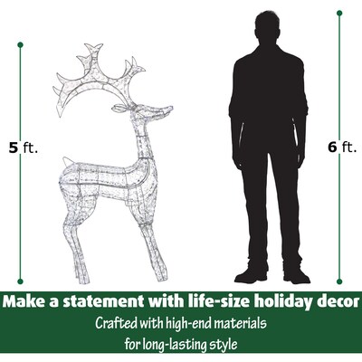 Fraser Hill Farm 61.5H Pre-Lit Crystal Reindeer (FCRY060-DEER1-WT1)
