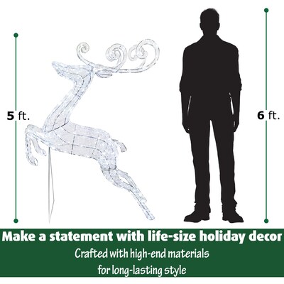 Fraser Hill Farm 57.5H Pre-Lit Crystal Jumping Reindeer (FCRY060-DEER1-WT3)