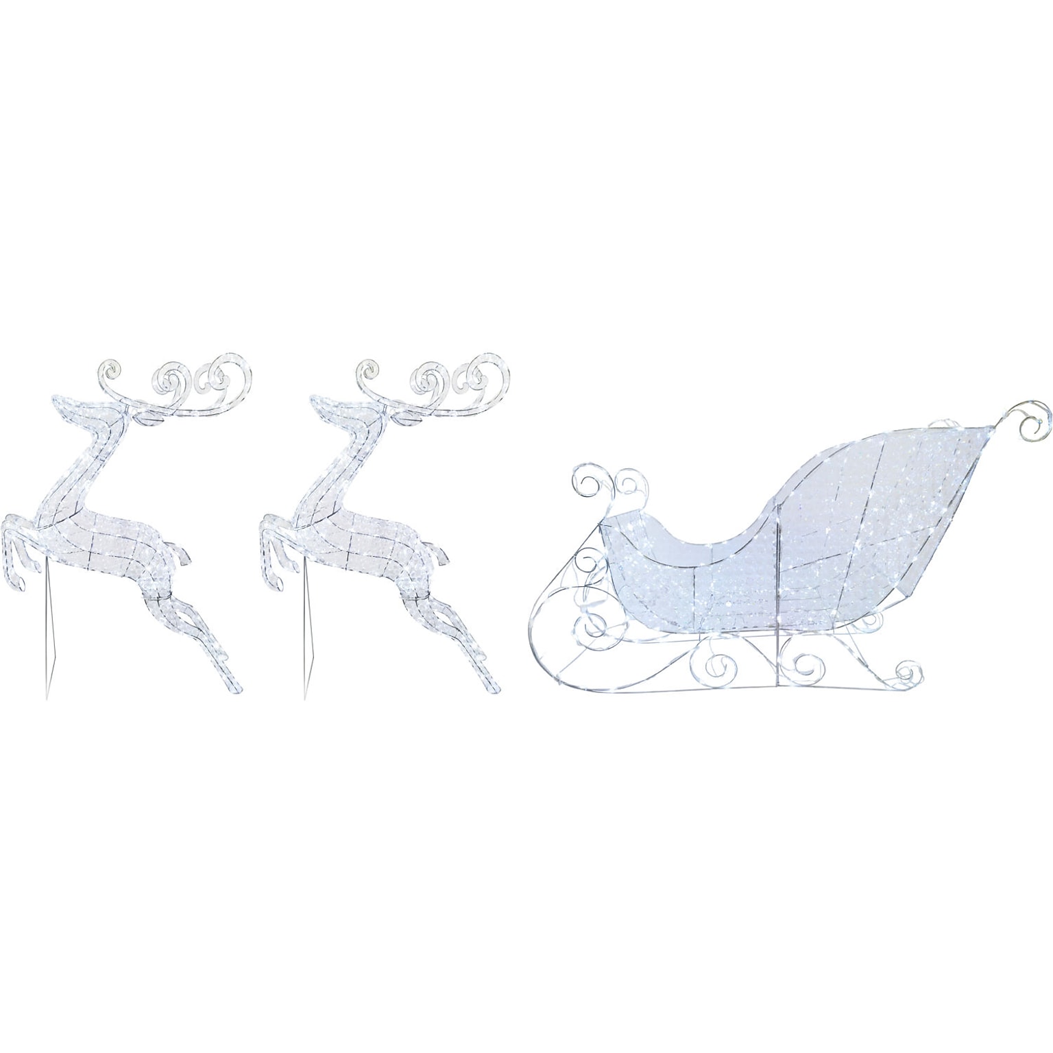 Fraser Hill Farm 3-Piece Crystal Sleigh & Jumping Reindeer Set (FCRY061-DEERSLED1-WT1)