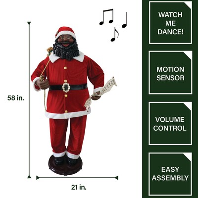 Fraser Hill Farm 58" African American Dancing Santa with Naughty & Nice List (FASC058-2RD1-AA)