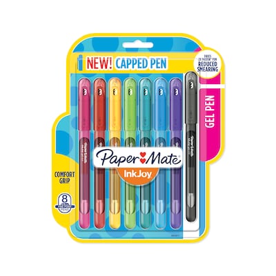 Paper Mate InkJoy Gel Pens, Fine Point (0.5mm), Assorted Colors, Capped, 8 Count