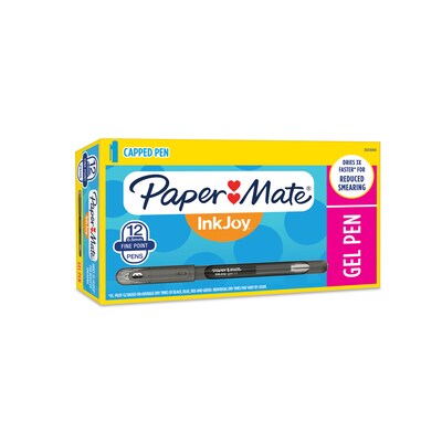 Paper Mate InkJoy Gel Pen, Fine Point, Black Ink, Dozen (SAN2023000)