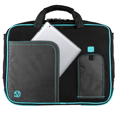 Vangoddy Nylon Business Messenger Bag, Black/Aqua (PT_NBKLEA781_17)