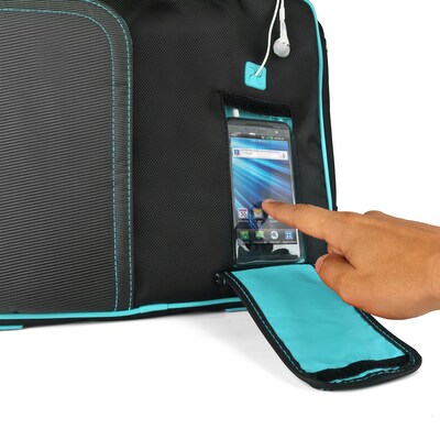 Vangoddy Nylon Business Messenger Bag, Black/Aqua (PT_NBKLEA781_17)