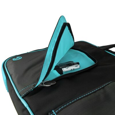 Vangoddy Nylon Business Messenger Bag, Black/Aqua (PT_NBKLEA781_17)