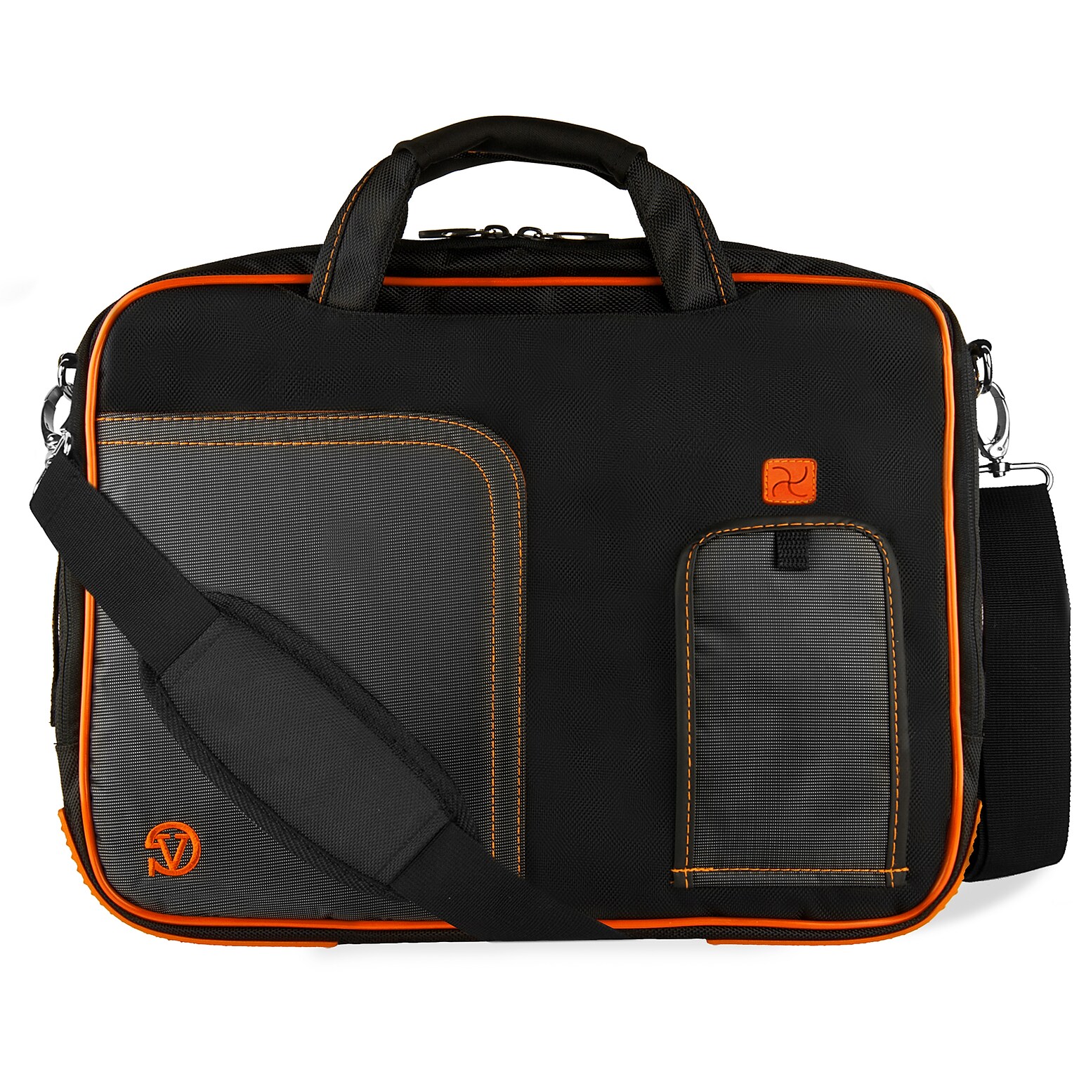 Vangoddy Nylon Business Messenger Bag, Black/Orange (PT_NBKLEA786_17)