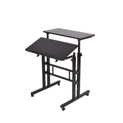 Mind Reader 2 Tier Sit and Stand Desk, Black (SDROLL-BLK)