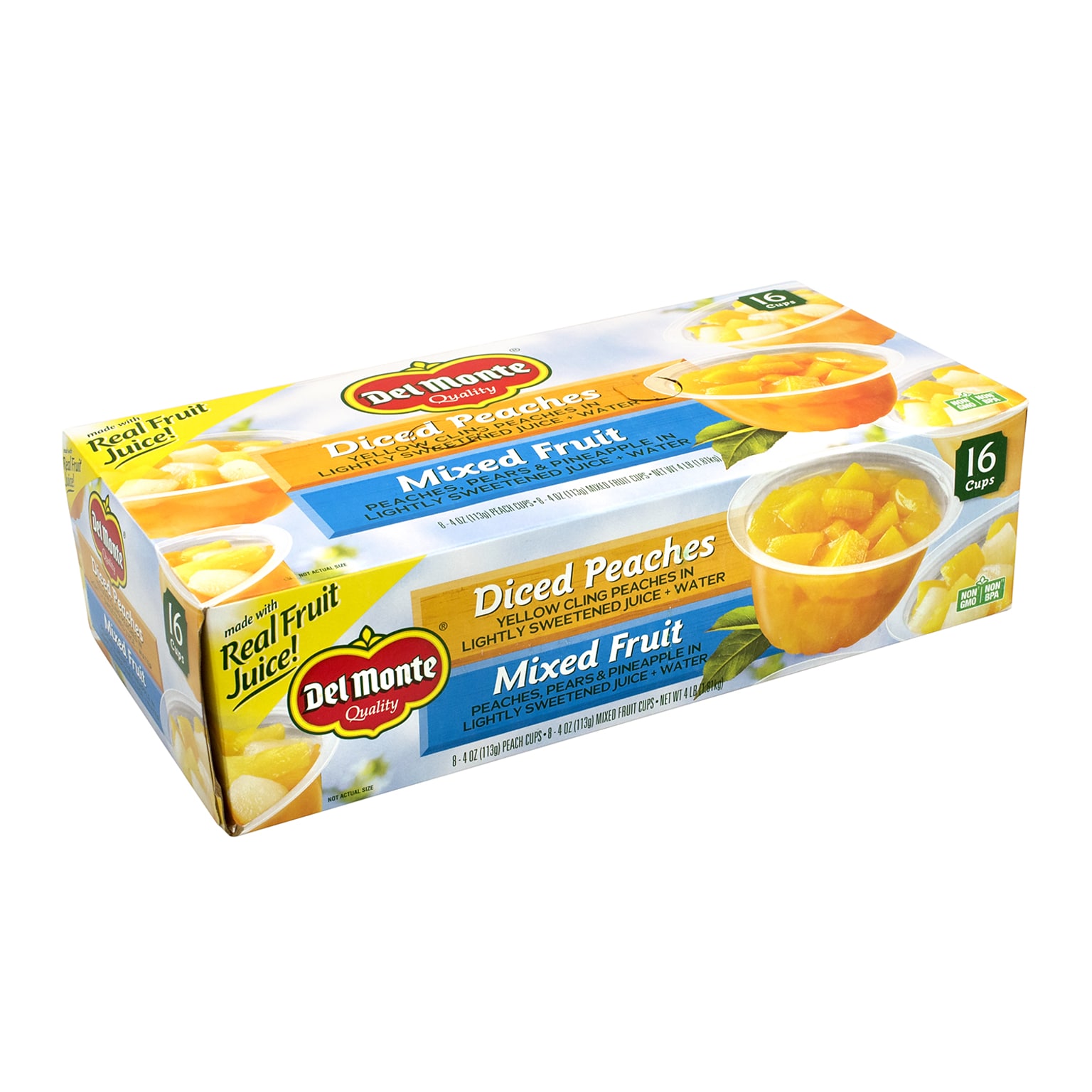 Del Monte Diced Peaches & Mixed Fruits Cup, 4 oz., 16/Pack (220-00744)