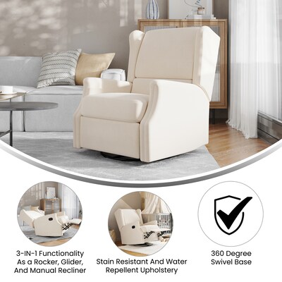 Flash Furniture Omma Fabric Swivel Glider Rocker Recliner, Cream (CYRAC537CRM)