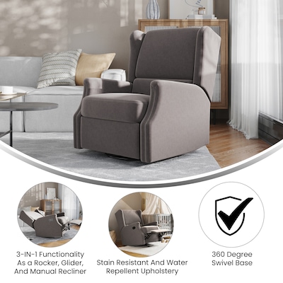 Flash Furniture Omma Fabric Swivel Glider Rocker Recliner, Dark Gray (CYRAC537DKGRY)