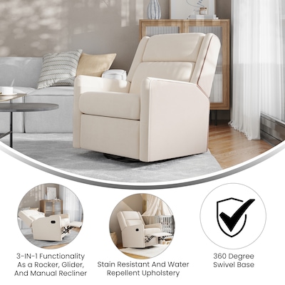 Flash Furniture Cash Fabric Swivel Glider Rocker Recliner, Cream (CYRAC536CRM)