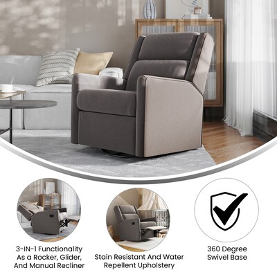 Flash Furniture Cash Fabric Swivel Glider Rocker Recliner, Dark Gray (CYRAC536DKGRY)