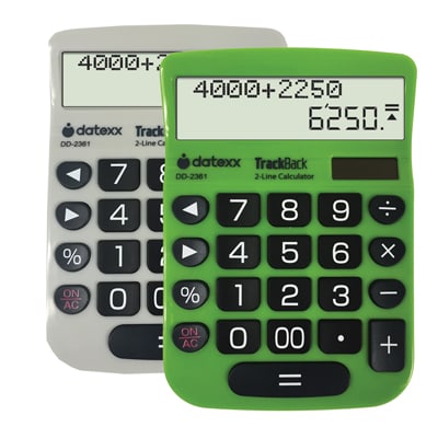 Datexx TrackBack DD-2361X2 Calculator, Gray/Green, 2/Set