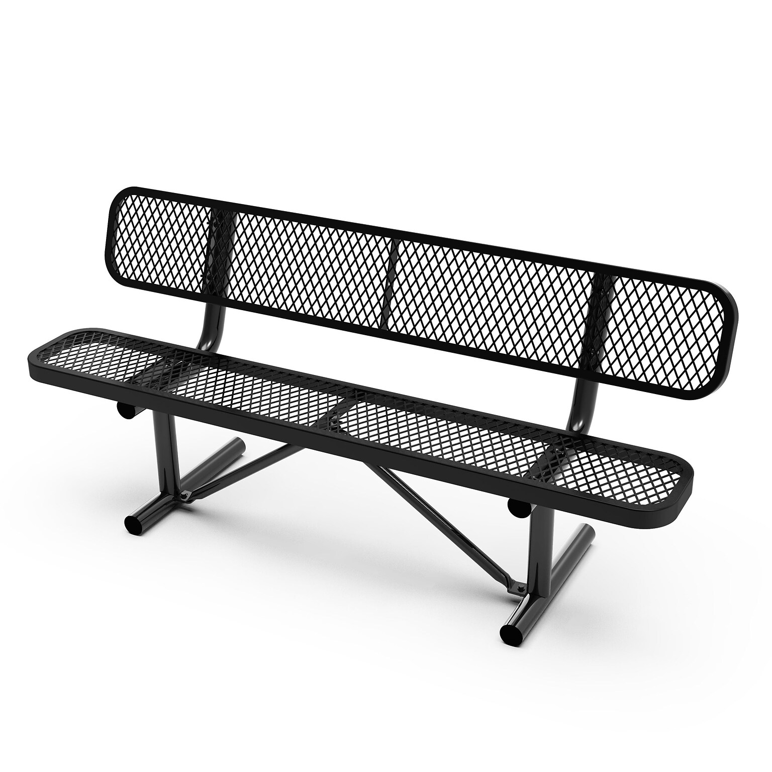 Flash Furniture Sigrid Steel 3-Seat Commercial Grade Outdoor Bench, Black (SLFAG4HUT2BK)