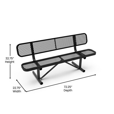 Flash Furniture Sigrid Steel 3-Seat Commercial Grade Outdoor Bench, Black (SLFAG4HUT2BK)