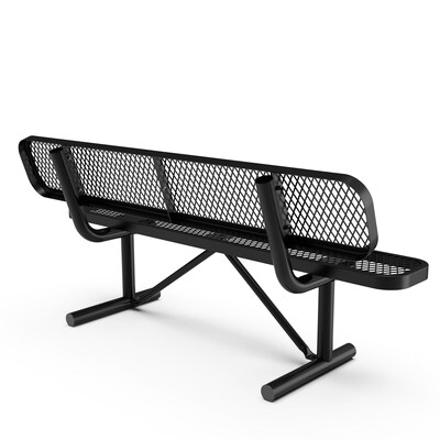 Flash Furniture Sigrid Steel 3-Seat Commercial Grade Outdoor Bench, Black (SLFAG4HUT2BK)