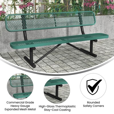Flash Furniture Sigrid Steel 3-Seat Commercial Grade Outdoor Bench, Green (SLFAG4HUT2GN)