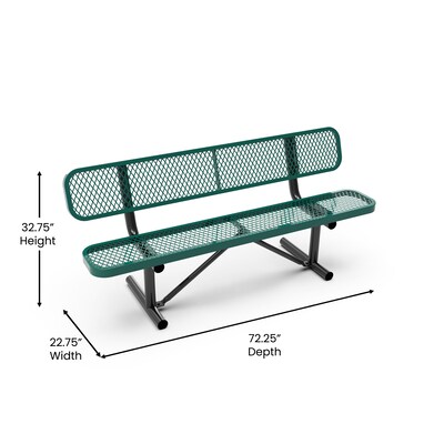 Flash Furniture Sigrid Steel 3-Seat Commercial Grade Outdoor Bench, Green (SLFAG4HUT2GN)