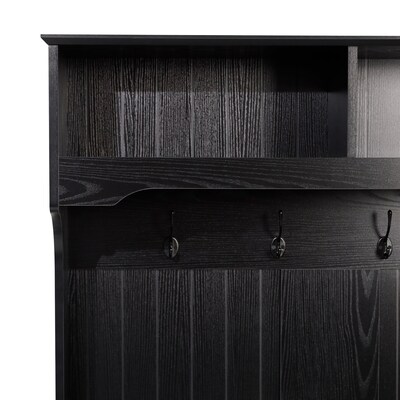 Flash Furniture Fraser Engineered Wood Hall Tree with Double Door Storage Bench, Black (NANHT04BLK)