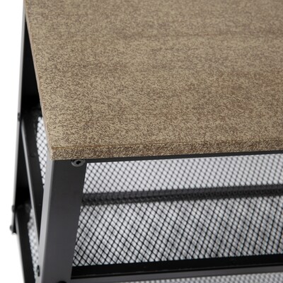 Flash Furniture Easton Iron/Wood 3-Tier Wooden Entryway Bench, Weathered Wood/Black (HGWAB3TWEATH)
