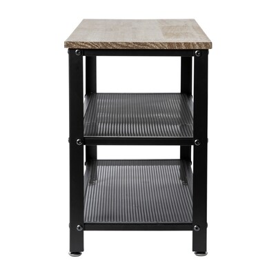 Flash Furniture Easton Iron/Wood 3-Tier Wooden Entryway Bench, Weathered Wood/Black (HGWAB3TWEATH)