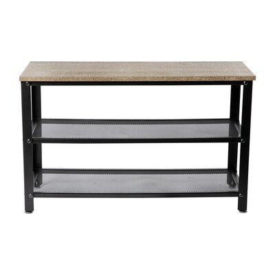Flash Furniture Easton Iron/Wood 3-Tier Wooden Entryway Bench, Weathered Wood/Black (HGWAB3TWEATH)