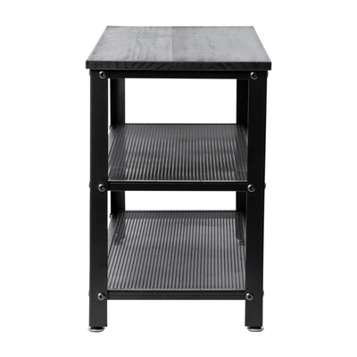 Flash Furniture Easton Iron/Wood 3-Tier Wooden Entryway Bench, Blackwash/Black (HGWAB3TBLKWSH)