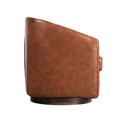 Flash Furniture Dean LeatherSoft Upholstery Club Style Barrel Accent Armchair, Brown (BSAC22064BRNPU)