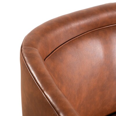 Flash Furniture Dean LeatherSoft Upholstery Club Style Barrel Accent Armchair, Brown (BSAC22064BRNPU)