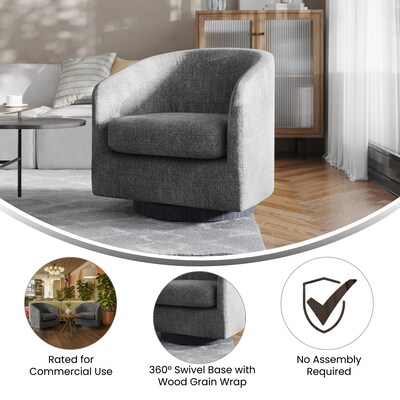 Flash Furniture Landon Fabric Upholstery Club Style Barrel Accent Armchair, Dark Gray (BSAC22060DKGRY)