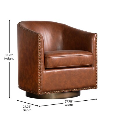 Flash Furniture Myles Leathersoft Upholstery Club Style Barrel Accent Armchair, Brown (BSAC22061BRNPU)