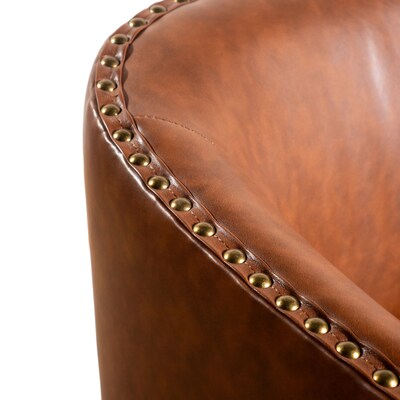 Flash Furniture Myles Leathersoft Upholstery Club Style Barrel Accent Armchair, Brown (BSAC22061BRNPU)
