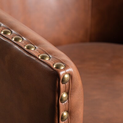 Flash Furniture Myles Leathersoft Upholstery Club Style Barrel Accent Armchair, Brown (BSAC22061BRNPU)