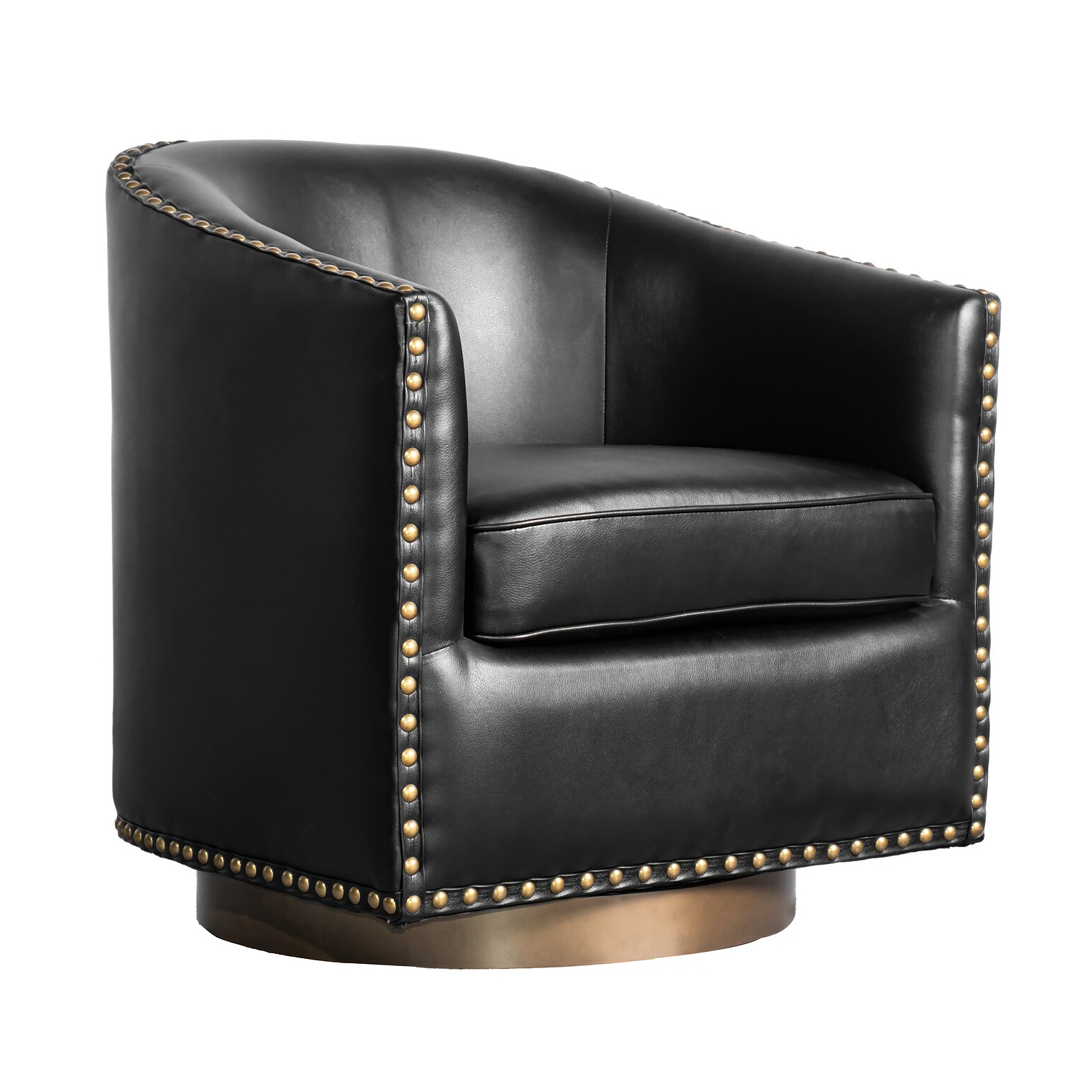 Flash Furniture Myles Leathersoft Upholstery Club Style Barrel Accent Armchair, Black (BSAC22061BLKPU)