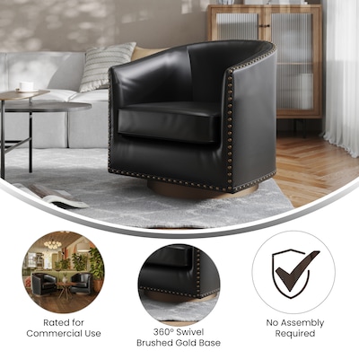 Flash Furniture Myles Leathersoft Upholstery Club Style Barrel Accent Armchair, Black (BSAC22061BLKPU)