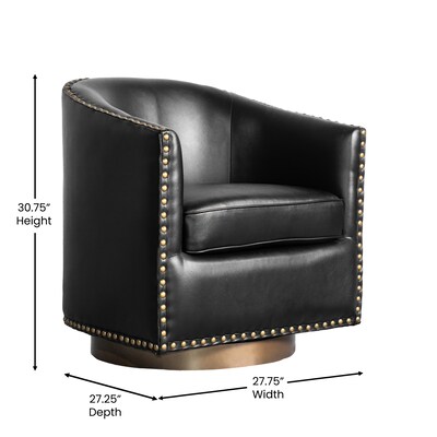 Flash Furniture Myles Leathersoft Upholstery Club Style Barrel Accent Armchair, Black (BSAC22061BLKPU)