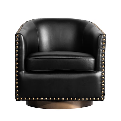 Flash Furniture Myles Leathersoft Upholstery Club Style Barrel Accent Armchair, Black (BSAC22061BLKPU)