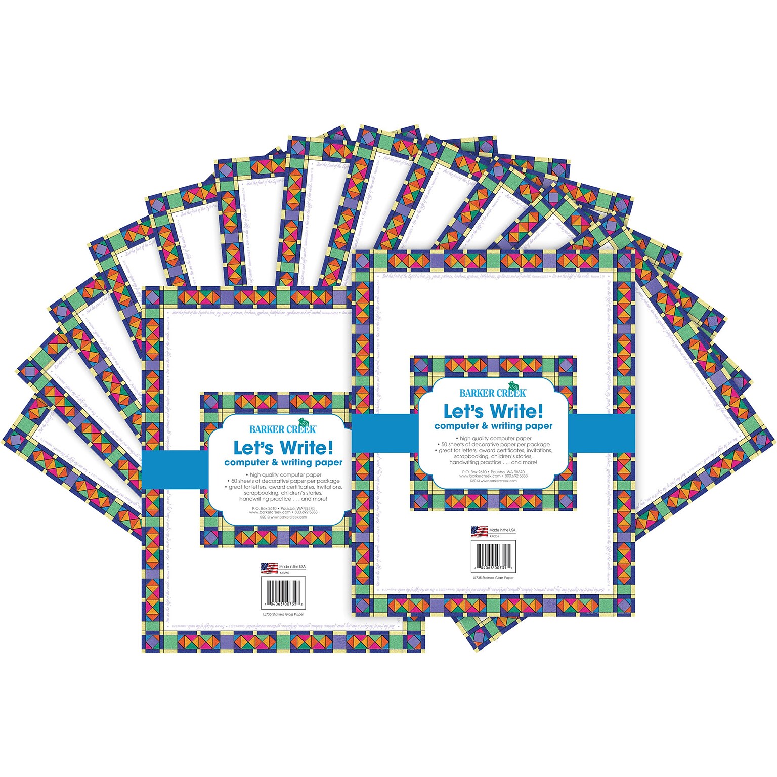 Barker Creek Stained Glass Computer Paper, 100 Sheets/Set (BC3620)