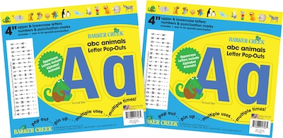 Barker Creek 4 Letter Pop-Out 2-Pack, ABC Animals, 426 Characters/Set (BC3630)